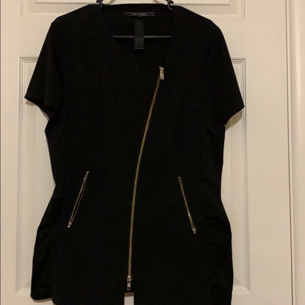 Noel Asmar black smock slanted zipper